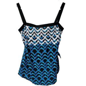 Rose Marie Reid One Piece Swimsuit 18W Women's Blue Detachable Straps Faux Skirt